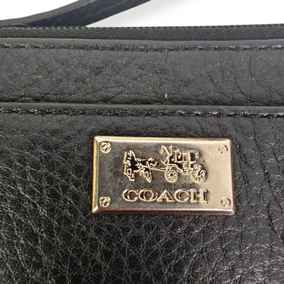 Coach Black Genuine Leather Wristlet Wallet Purse - Picture 2 of 9